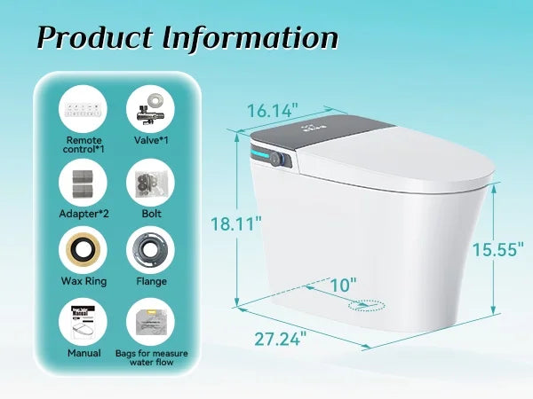 HOROW 10" Rough-in Bidet Toilet , White with Auto Open/Close Lid, Instant Warm Water, Elongated Heated Seat