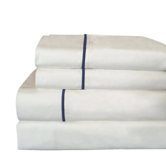MELANGE HOME Percale Single Marrow Embroidery Bed Sheet Set & Pillowcase Pair