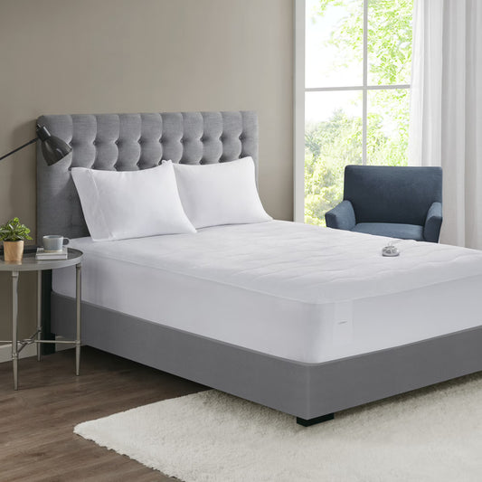 Serta Plush Heated Mattress Pad, Queen, White