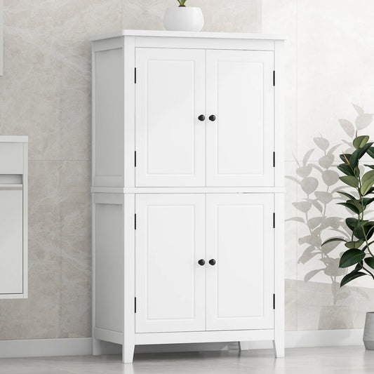 Bellemave Bathroom Floor Storage Cabinet with 4 Doors and Adjustable Shelf Freestanding Cabinet Multifunctional Small Storage Organizer for Living Room 23.6°?x 11.8°?x 43.3°?(White, 4 Doors)