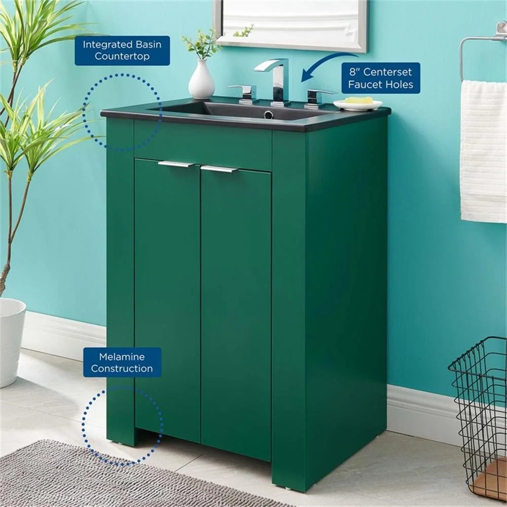 Modway Maybelle 24" Bathroom Vanity in Green Black