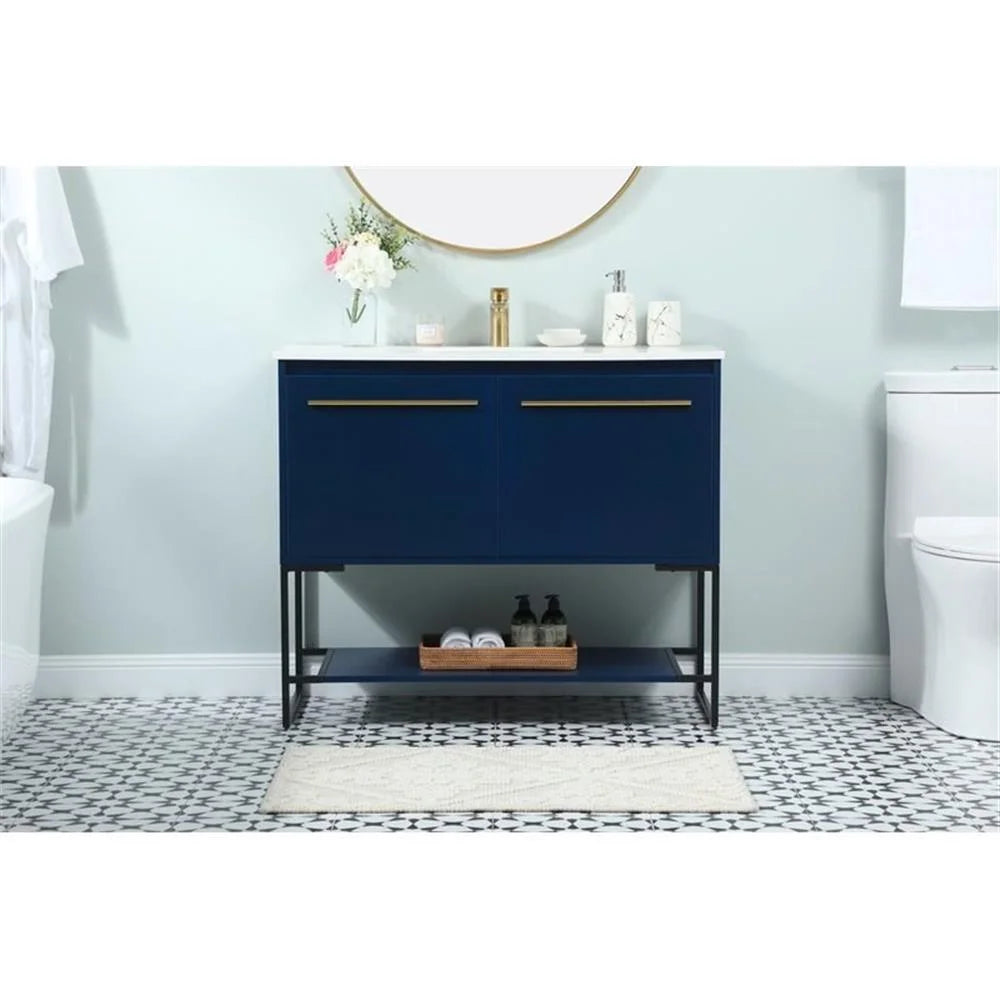 Elegant Kitchen and Bath 40 Inch Single Bathroom Vanity In Blue
