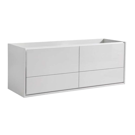 Fresca Catania 60" Wall Hung Single Sink Wood Bathroom Cabinet in Glossy White