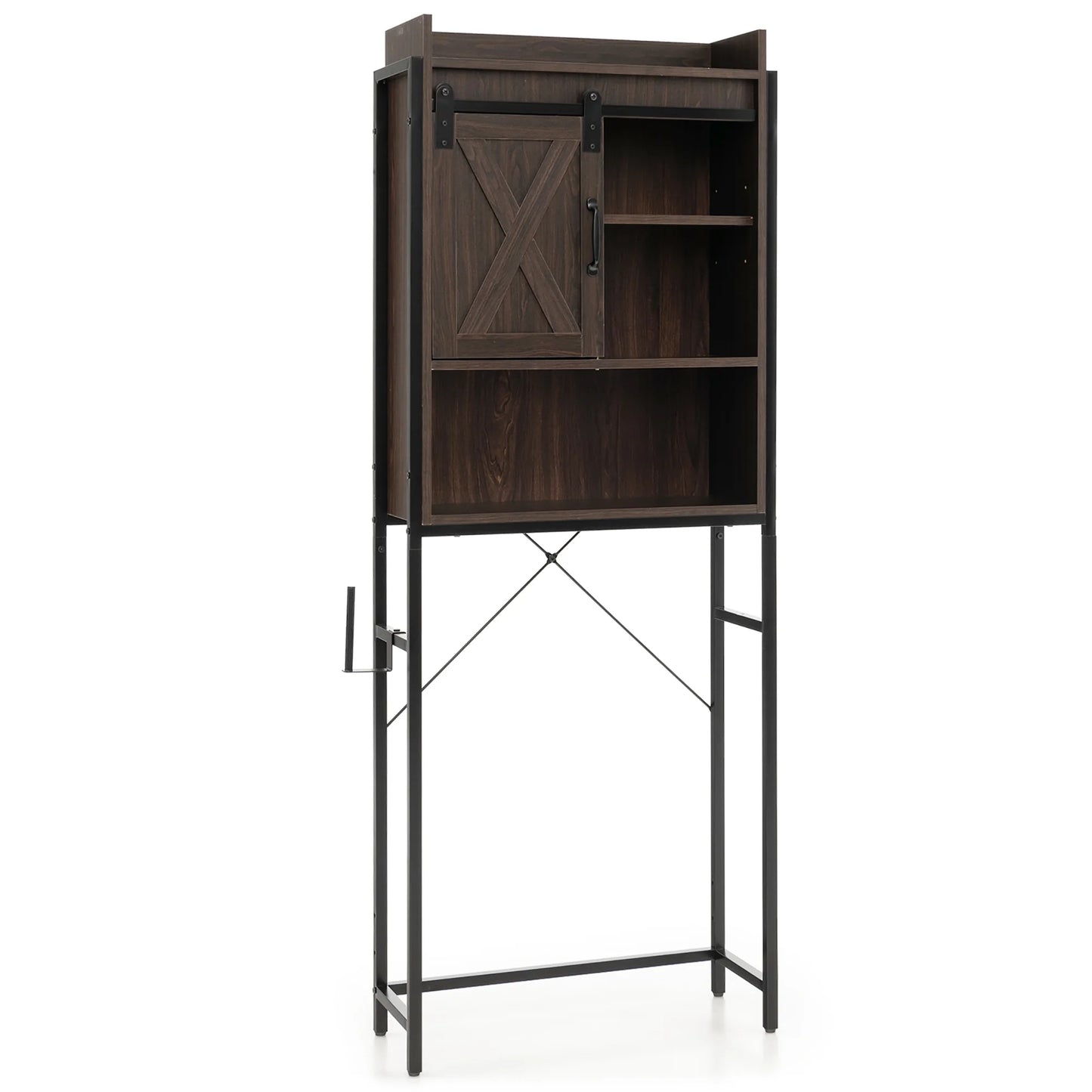 Gymax Over-The-Toilet Storage Cabinet Freestanding 4-Tier Bathroom Organizer Rack w/Adjustable Shelf Rustic Brown