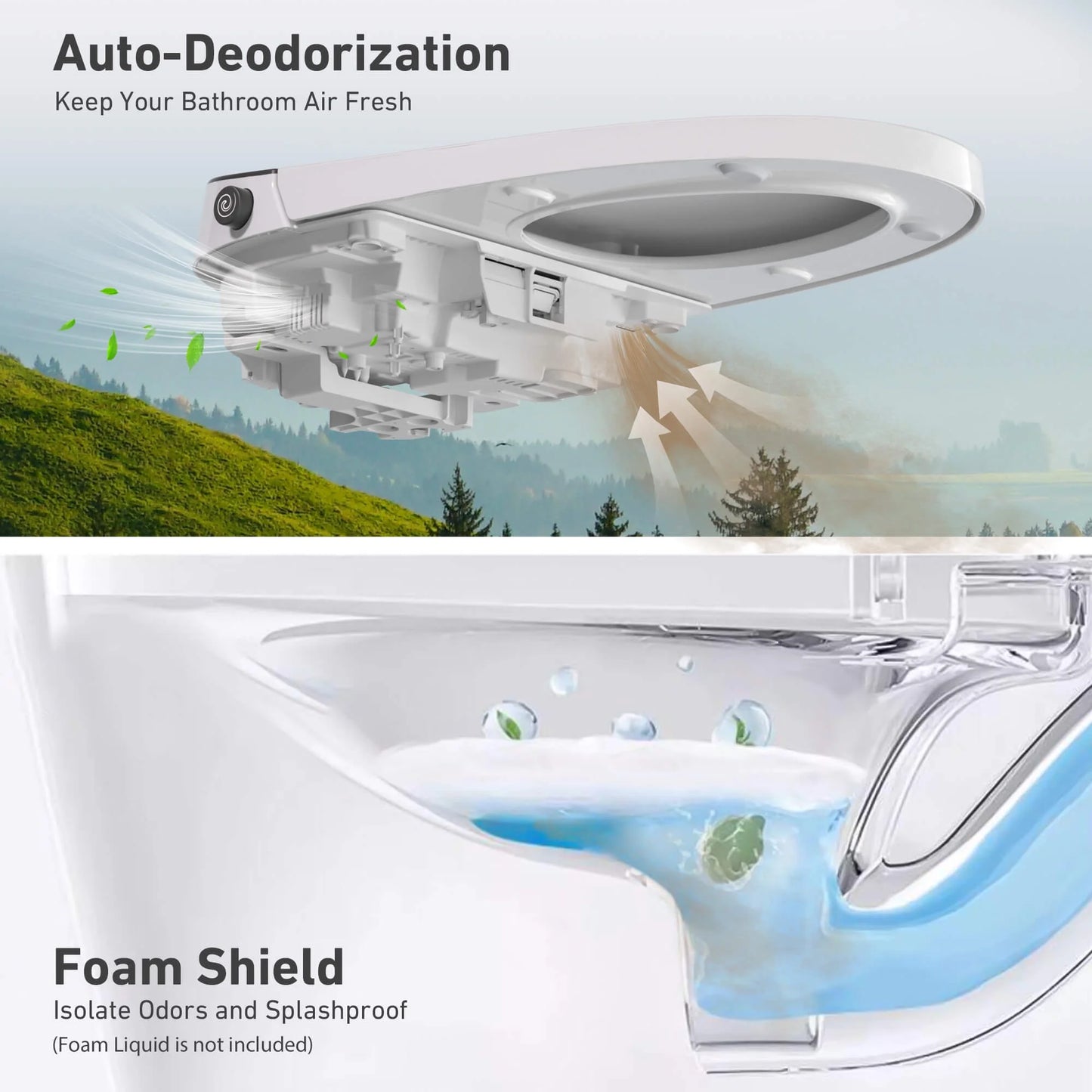 WRR Smart Toilet with Tank Built In, Heated Seat Smart Bidet Toilets, Instant Warm Water, Foam Shield, Sensor to Open/Close/Flush, Pump-assisted, Blackout Flush, LED Display(Premium)