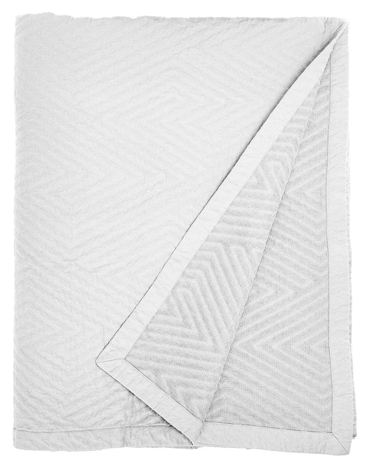 Matelass Blanket Coverlet, Queen, Grid/White