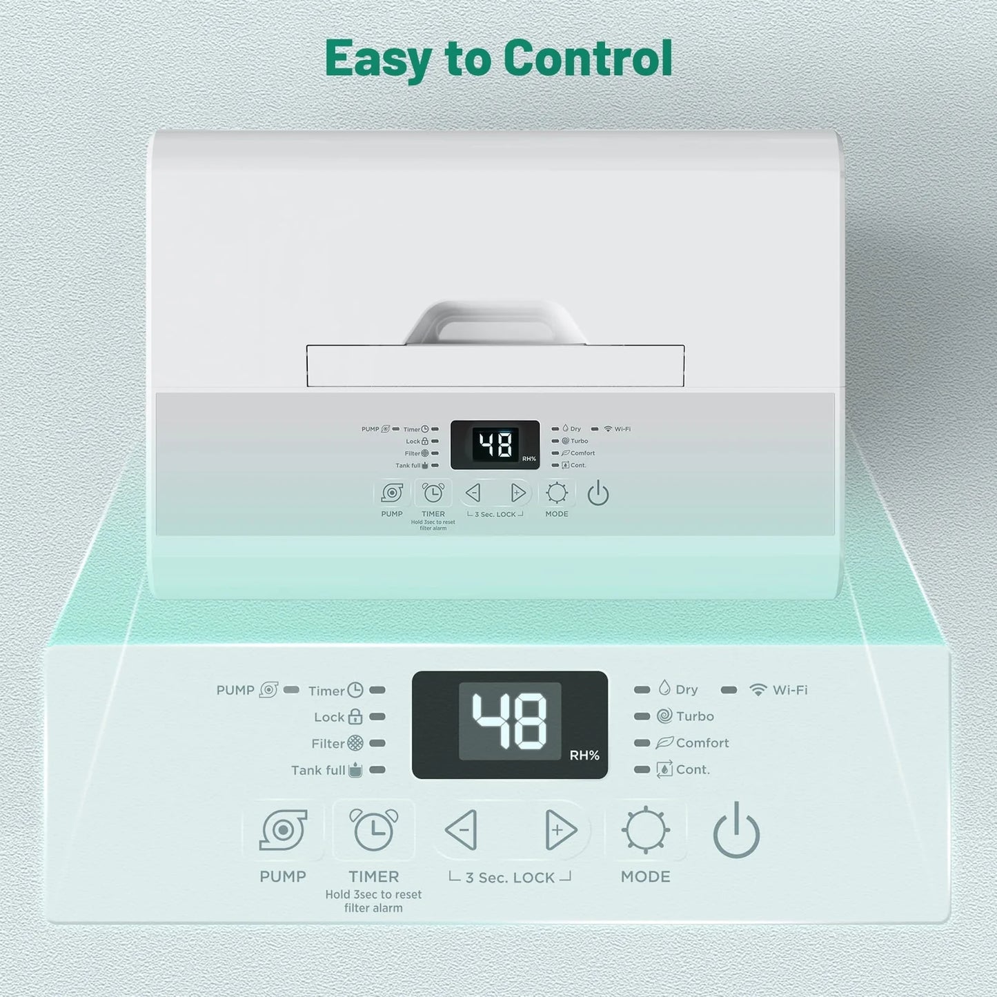DuraComfort Dehumidifier for Bathroom Basement with Pump ,50 Pints with WIFI,up to 4,500 Sq.ft,White