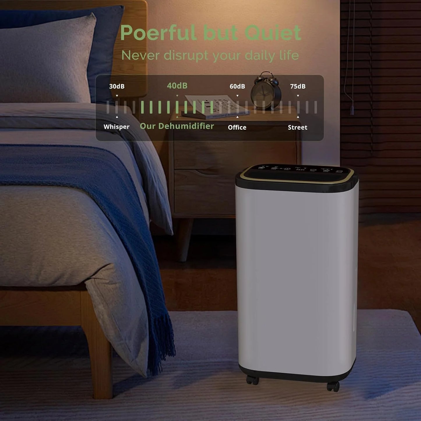 Dehumidifier with Drain Hose for Auto or Manual Drainage, 2000 Sq.Ft Energy Star Dehumidifiers for Basement Home Bedroom Large Room Bathroom, 30 Pints Dehumidification Capacity