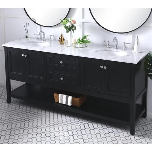 Elegant Kitchen and Bath 72 in. double sink bathroom vanity set in Black