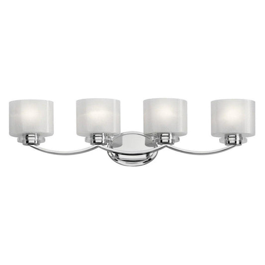 4 Light Bath Vanity Approved For Damp Locations With Soft Contemporary Inspirations 32.75 Inches Wide Kichler Lighting 45864Ch