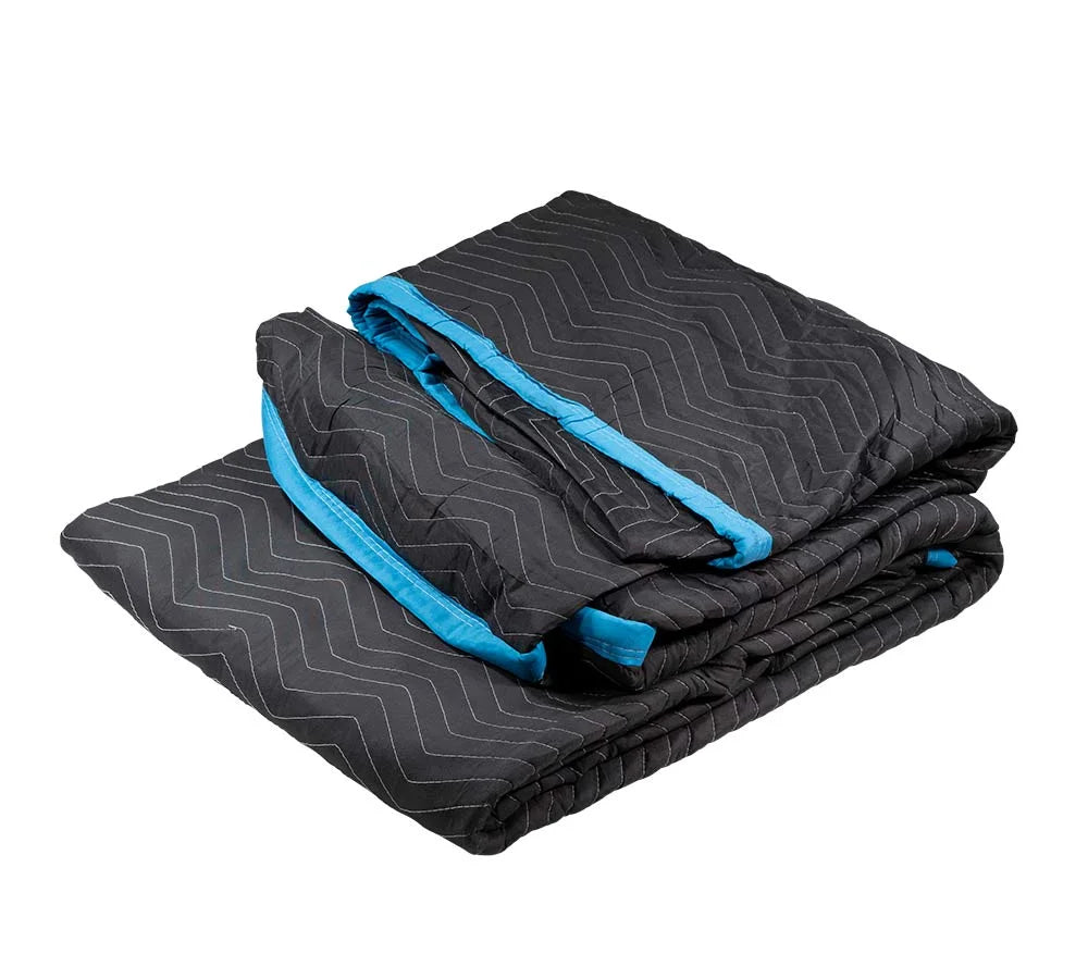 2 Pack Black Quilted Moving Storage Blanket for Sofa and Couch - 38"x108"x46" Polyester Reusable, and Washable Zig-Zag Stitching Furniture Moving Cover