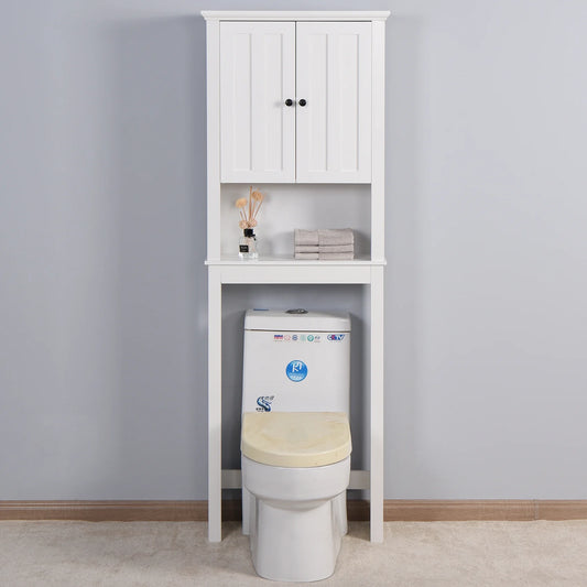 Ktaxon 67"H Over The Toilet Storage, Bathroom Space Saver, Bathroom Cabinet with Double Door & Adjustable Shelves, White