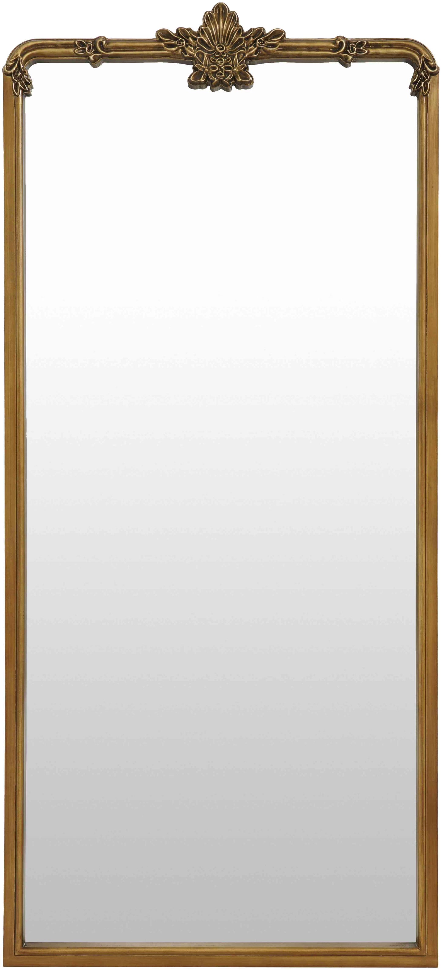 Mark& Day Full Length Mirror, Shreena Traditional Gold Arched Crowned Top Standing Leaning Vanity Wall Mirrors for Bedroom Living Room or Bathroom, Antiqued Wood Frame Large Floor Mirror (66"H x 30"W)