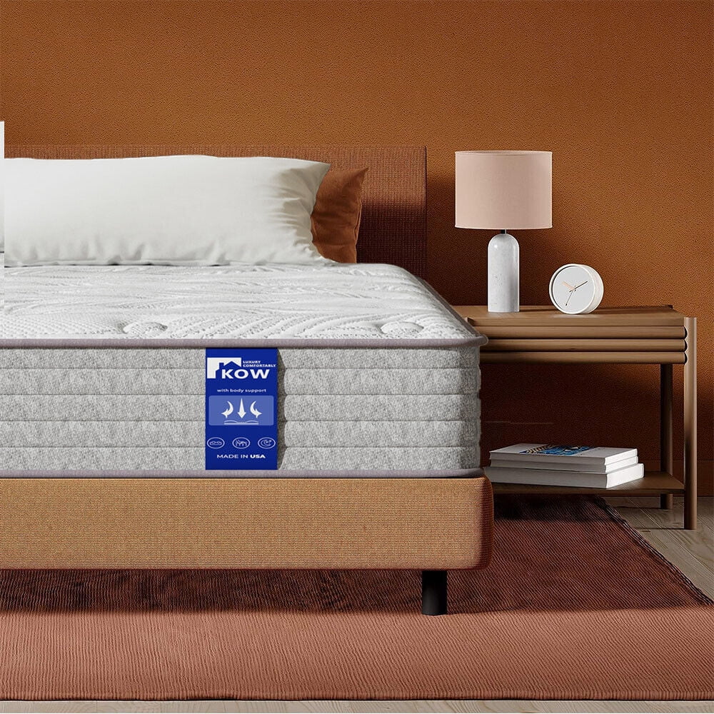 KOW® 12 inch Hybrid Mattress, Full Size Medium Firm innerspring Mattress in a Box, with 3 Layer Premium Foam and Pocket Springs,
