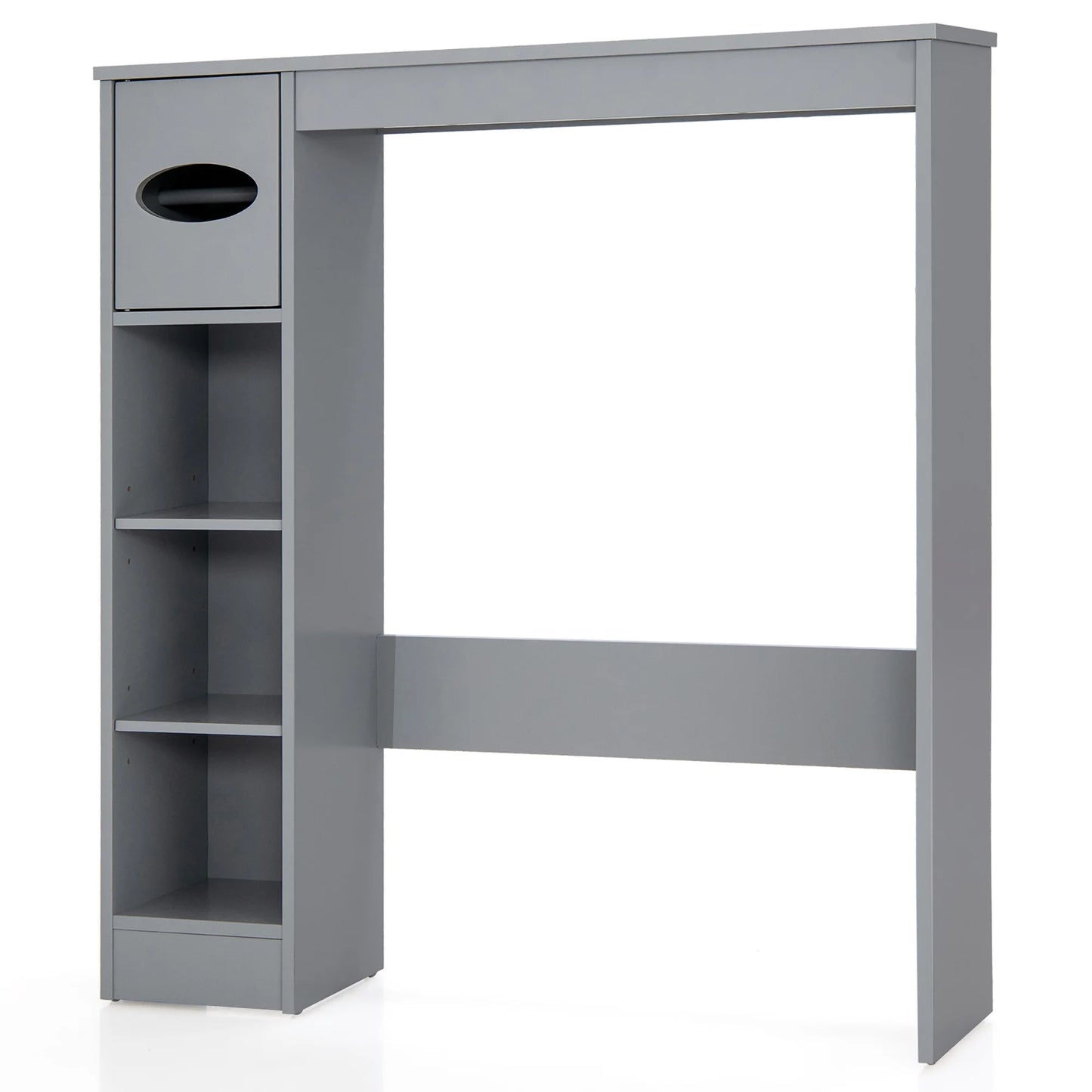 Costway Wooden Over the Toilet Storage Cabinet Bathroom Space Saver w/Paper Holder Grey