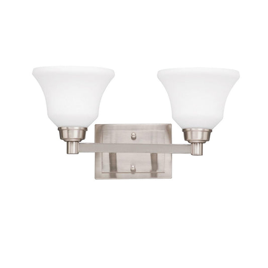 2 Light Bath Vanity Approved For Damp Locations With Transitional Inspirations 8.5 Inches Tall By 17.5 Inches Wide-Brushed Nickel Finish-Incandescent