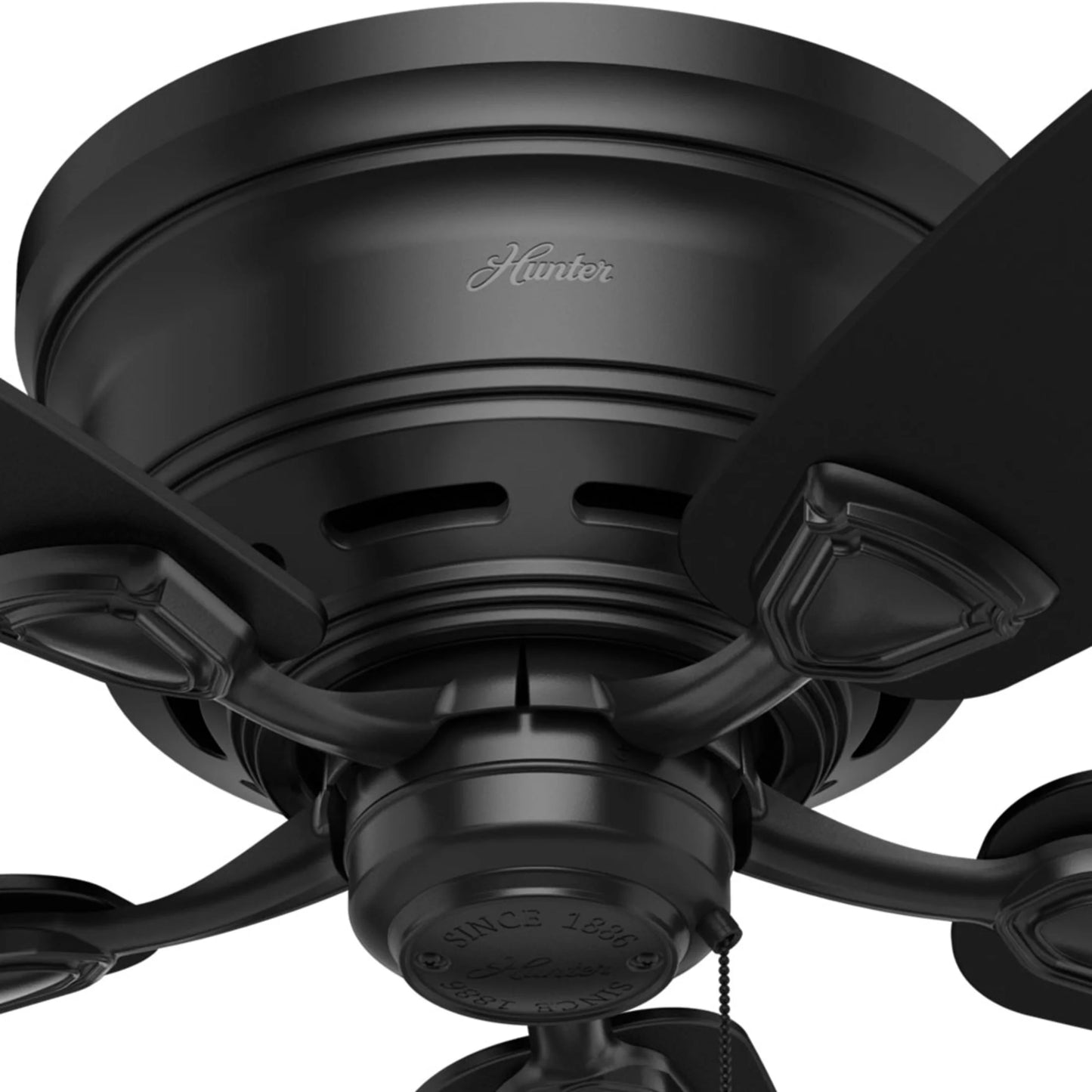 Hunter - Sea Wind Indoor/Outdoor Low Profile Ceiling Fan, 48-inch, Matte Black, Nautical-style, 3-speed WhisperWind Motor, 53118, for Porches, Bathrooms