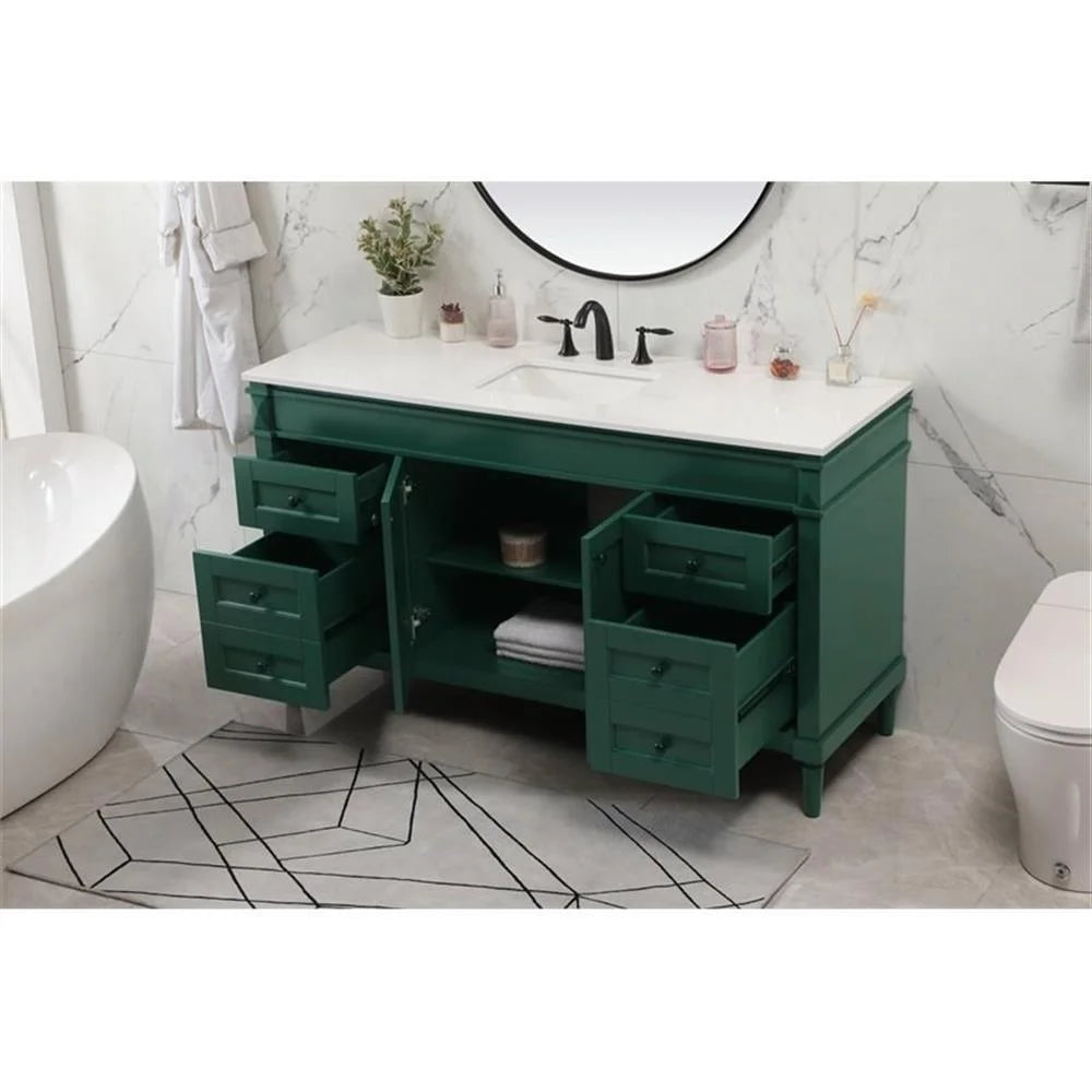 Elegant Kitchen and Bath 60 Inch Double Bathroom Vanity In Green