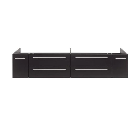 Pemberly Row 72" Wall Hung Double Undermount Sink Bathroom Cabinet in Espresso
