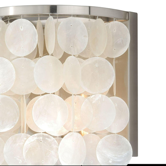 Elsa 1 Light Satin Nickel Capiz Shell Coastal Bathroom Wall Fixture
