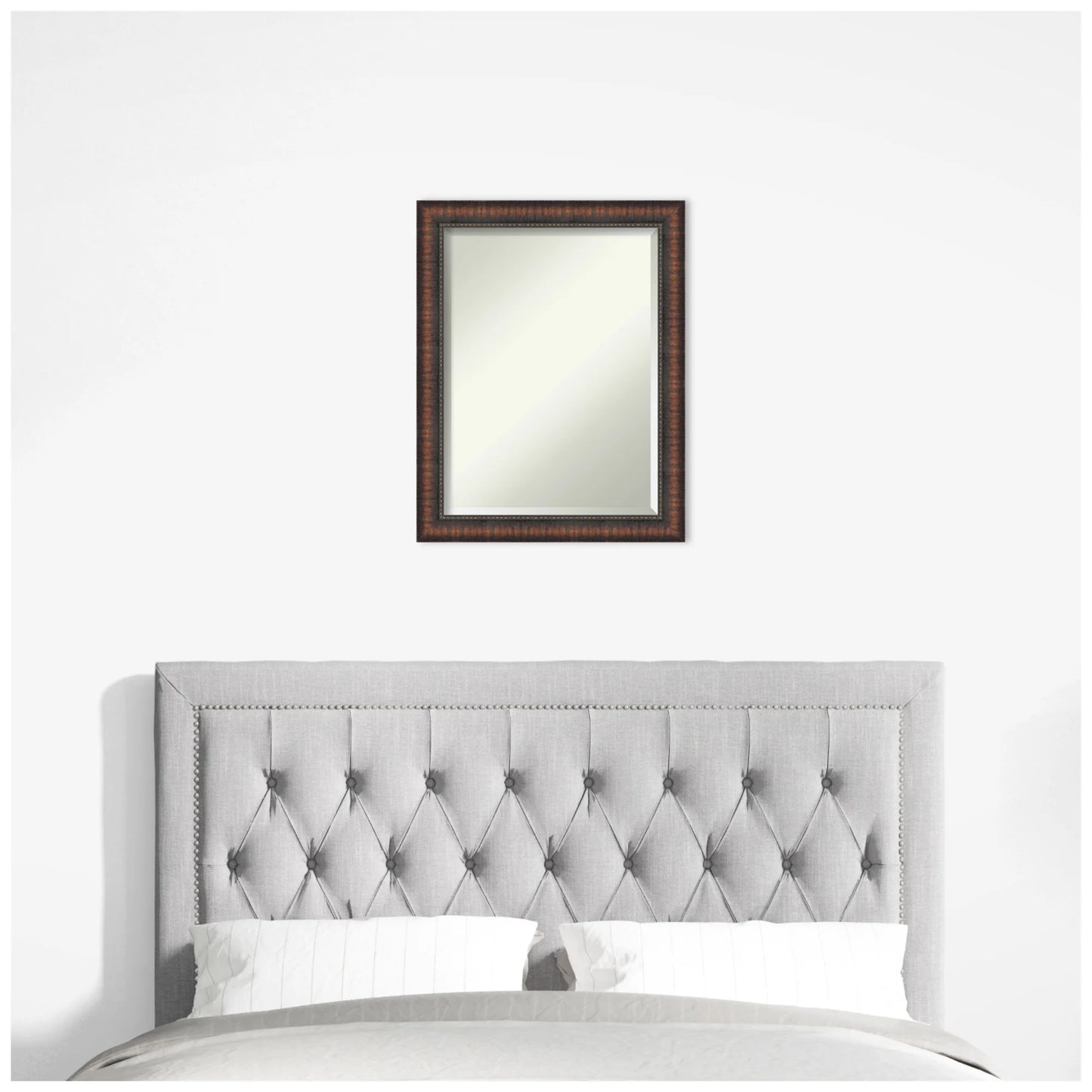 Amanti Art Caleb Brown Beveled Bathroom Wall Mirror