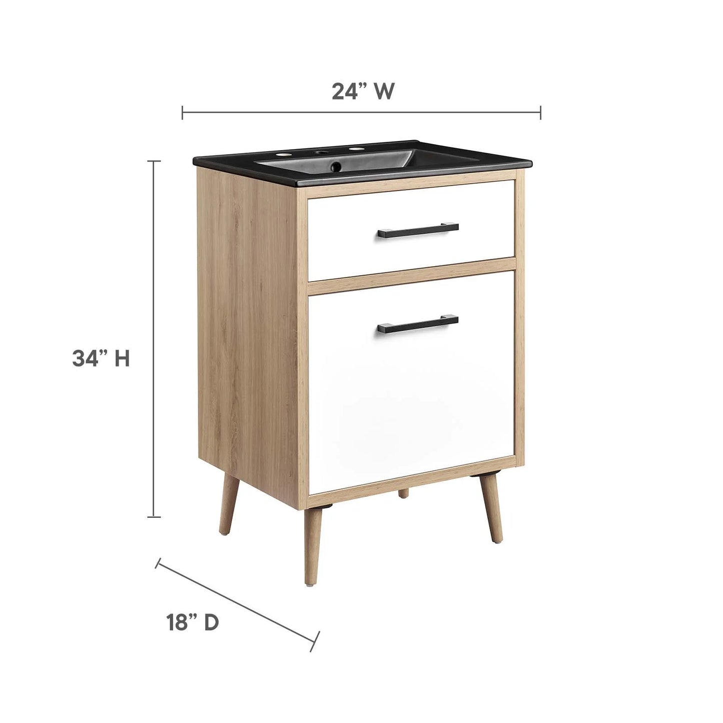 Modway Maverick 24" Bathroom Vanity in Black Oak