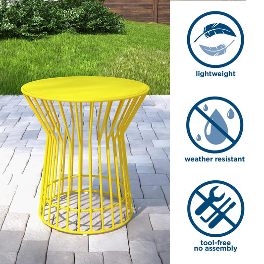 Novogratz Poolside Collection, Roberta Outdoor Side Table, Yellow