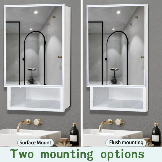 FUMANGO 16x26 Medicine Cabinet, Simple& Beautiful, Large Storage Space, Matte White for Bathroom Vanity