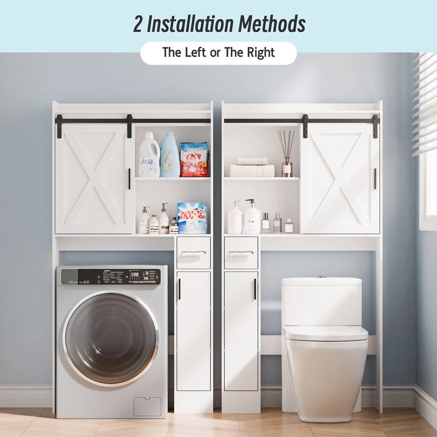 Tolead Over The Toilet Storage Cabinet with Paper Towel Holder, White
