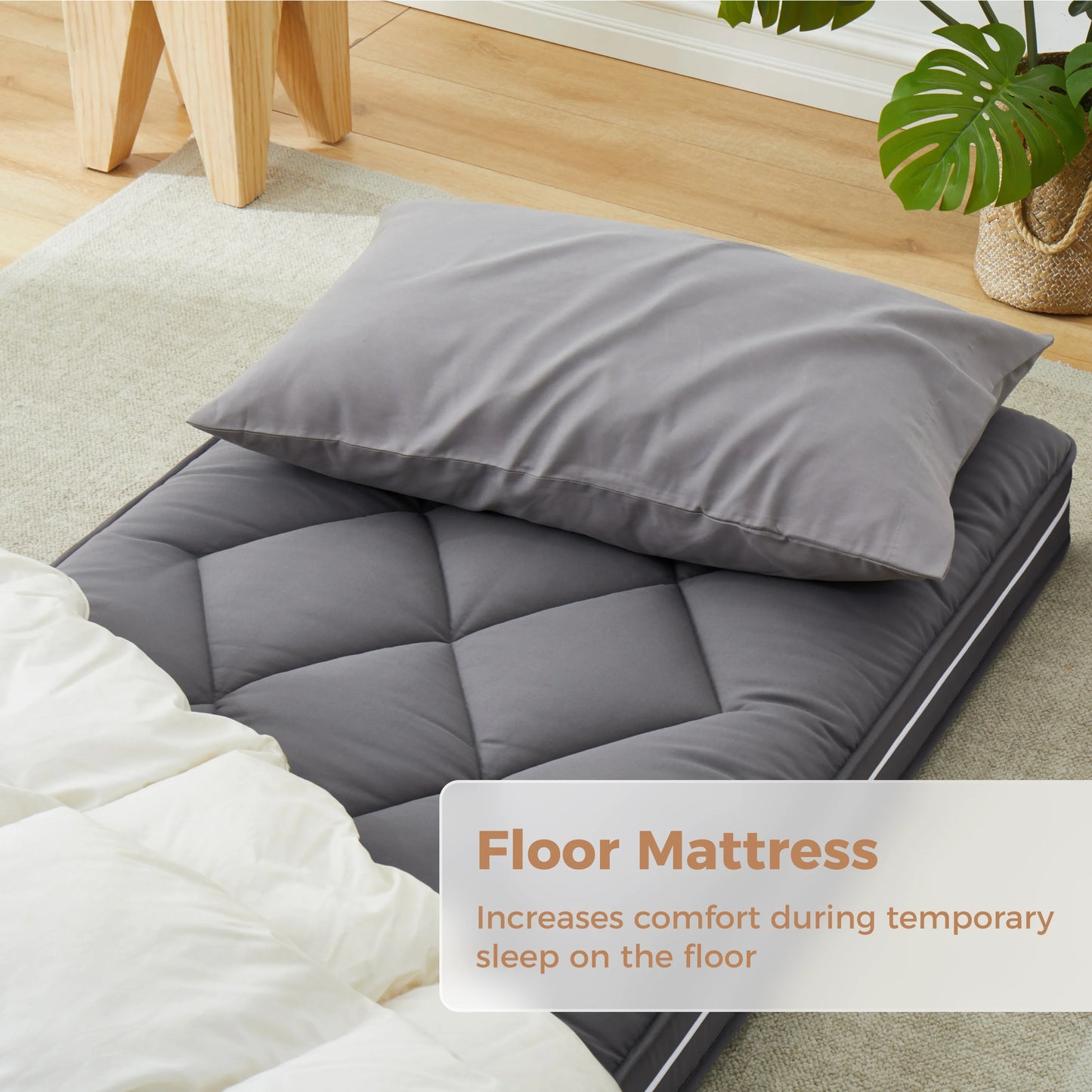 Jamdok 4Inch Floor Mattress,3-Layer Structure,Narrow Twin Size Gel Memory Foam,Removable Pillow Top Cover,Roll up Cot Mattress Topper,Portable Sleep Mat(75X30X4°)
