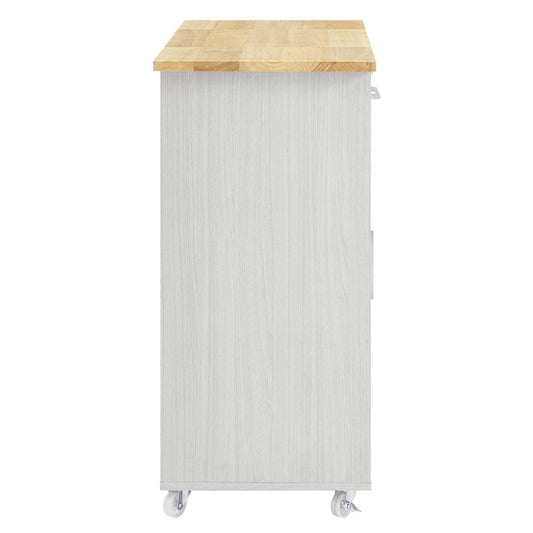 Modway Culinary Kitchen Cart With Towel Bar in White Natural