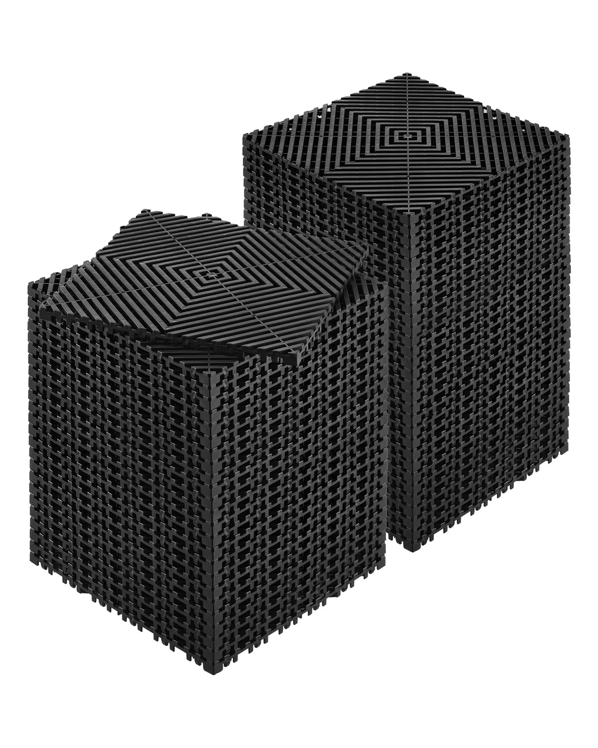 KFFKFF Drainage Floor Mat Set, 12° x 12° Modular Interlocking Padding, Set of 55 Connectable Drainage Mats, Slip-Resistant Black PP Drainage Floor and Bath Mat, Suitable for Garage, Garden