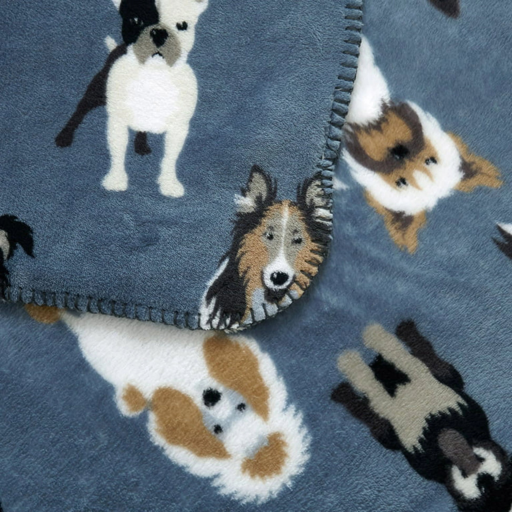 Mainstays Blue Dogs Plush Throw Blanket, Standard Throw
