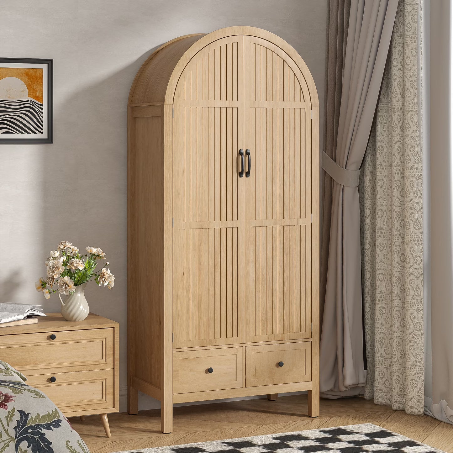 Armoire Wardrobe Closet, Bedroom Armoire with Drawers, Wood Wardrobe Storage Cabinets