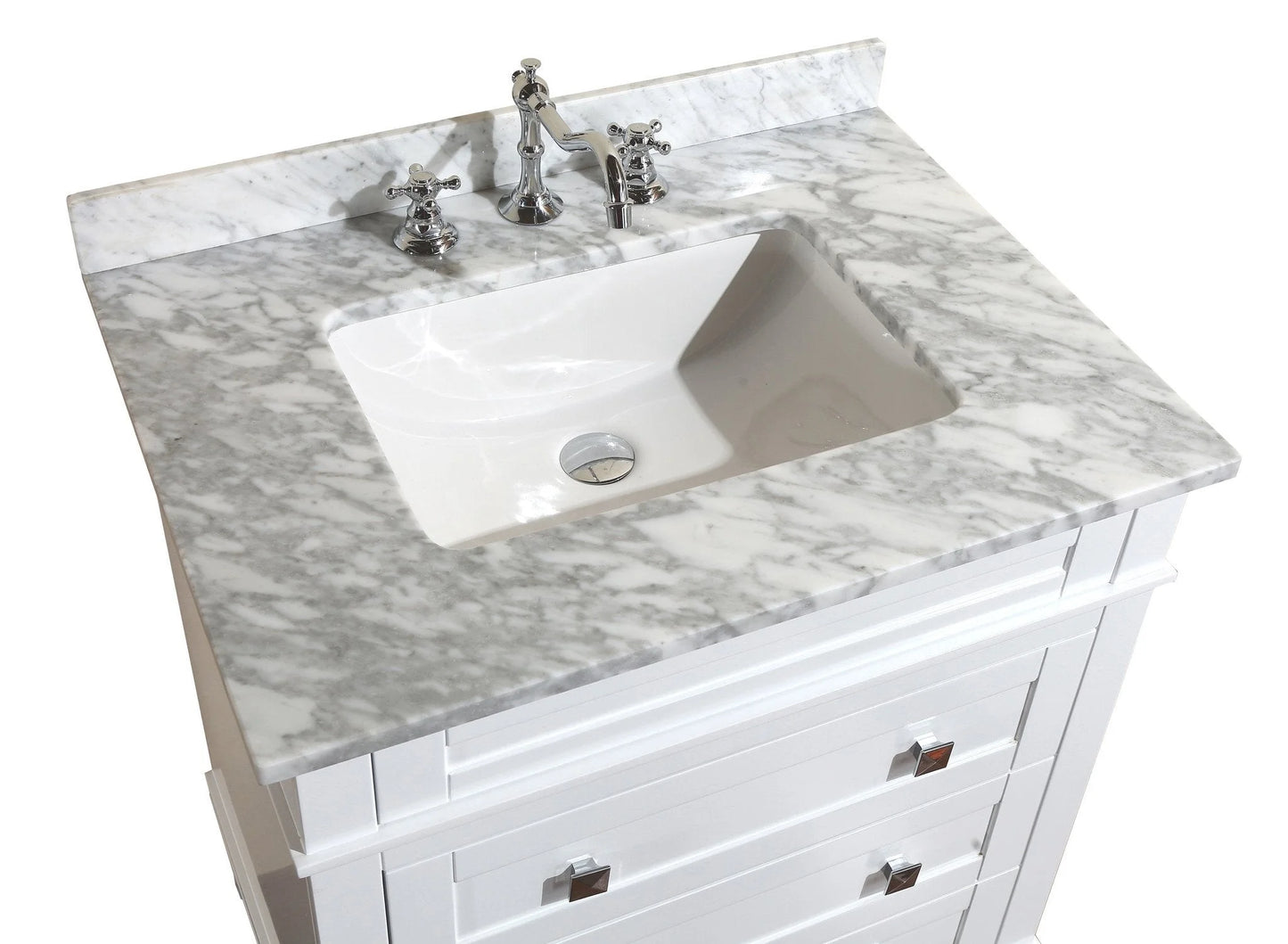 Eleanor 30" Bathroom Vanity with White Cabinet and Carrara Marble Top