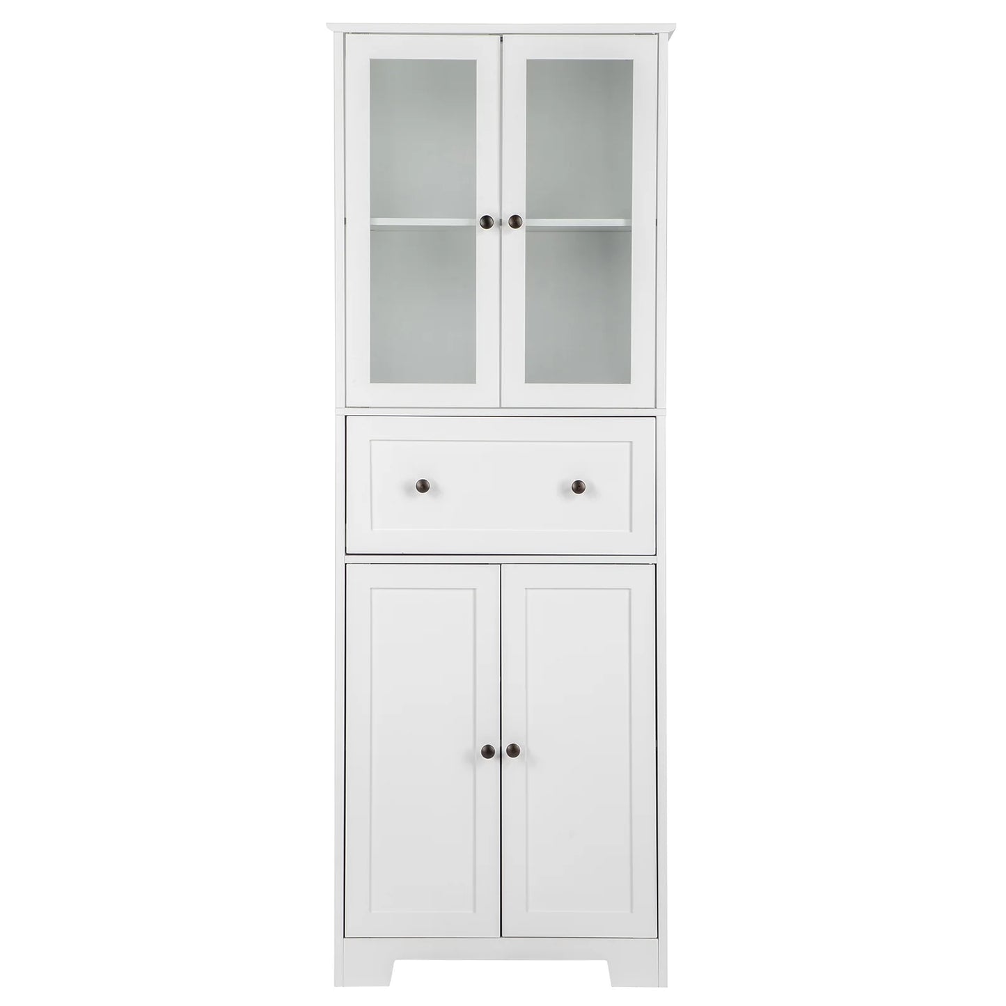 Ktaxon 64" Tall Bathroom Storage Cabinet, Kitchen Pantry, Sideboard Buffet Cabinet Cupboard Wooden with 2 Doors and Adjustable Shelves for Bathroom Kitchen, White