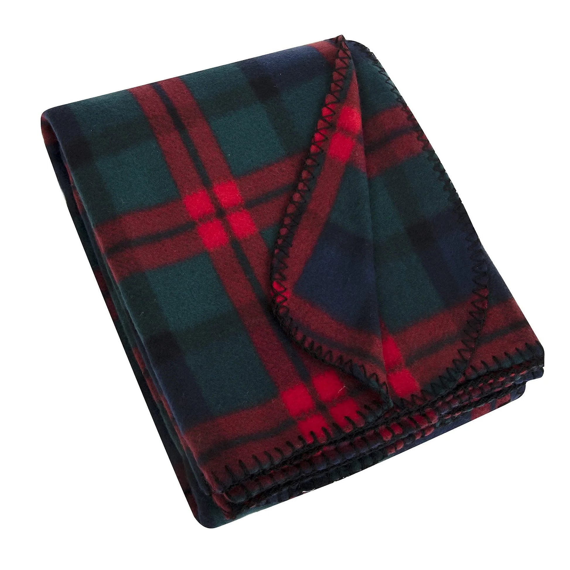 Single Plaid Color 60?L x 50 in. W Fleece Throw Blanket for Fall, Winter, Spring, Summer, Men, Women, Children & Pets in Red & Green Plaid