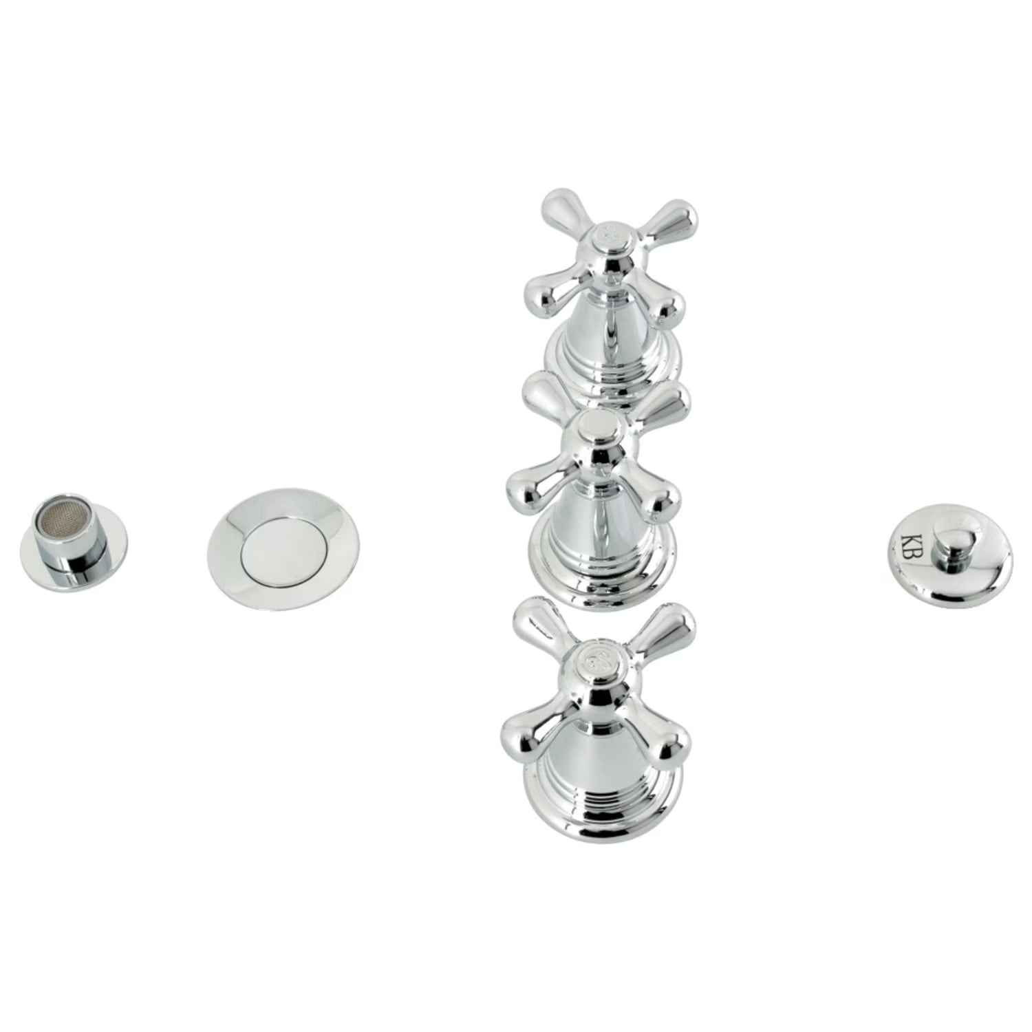 Kingston Brass KB327AX Victorian Three-Handle Bidet Faucet with Brass Pop-Up, Brushed Brass