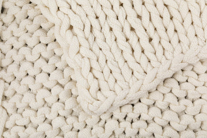 Silver One Super Chunky Knitted Throw Blanket, White, 50" x 60"