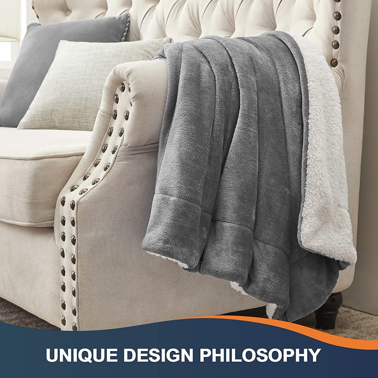 Walensee Sherpa Fleece Bed Blanket, Fluffy, Soft, Plush, Throw 50"60", Grey, Machine Wash
