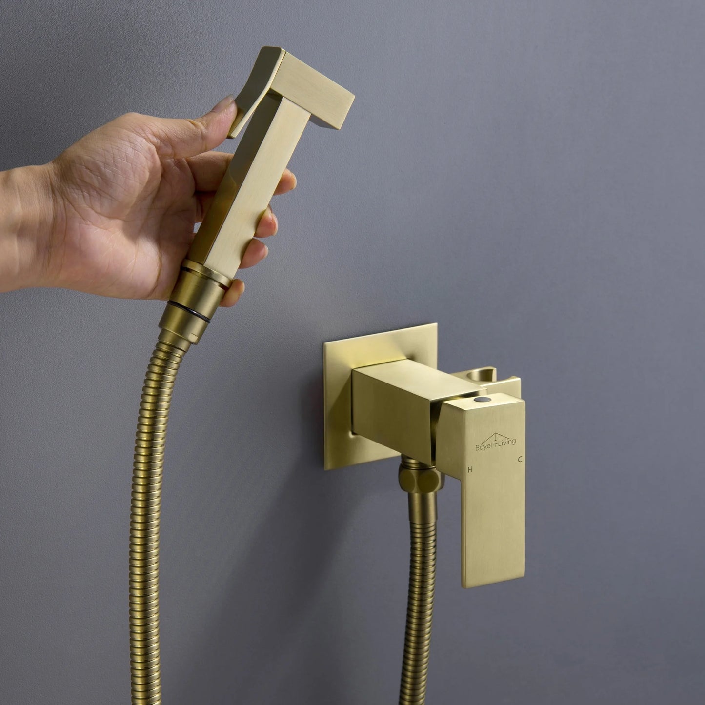 Clihome Wall Mount Single-Handle Bidet Faucet with Handle Gold Brushed