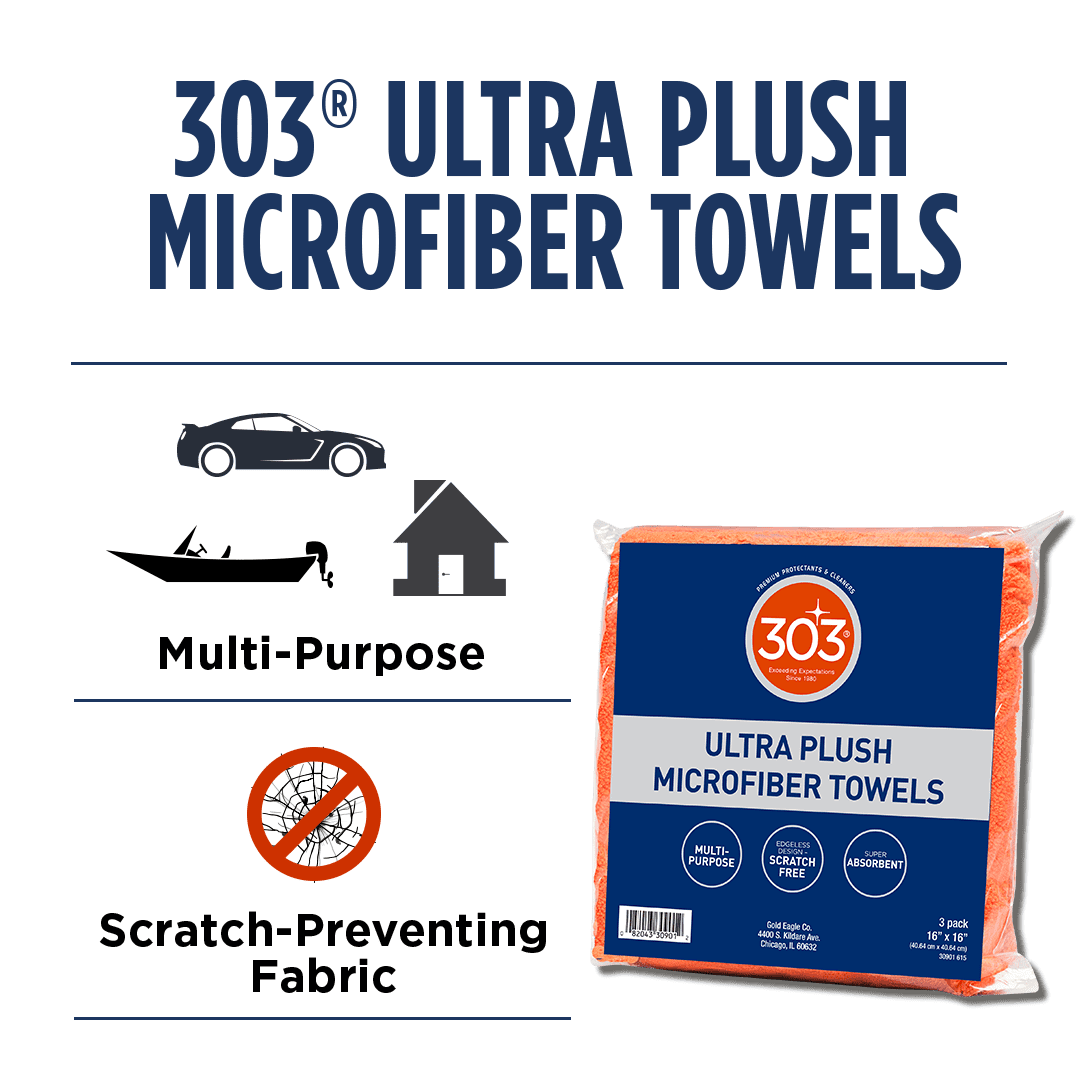 303 Premium Microfiber Towels - Automotive Detailing - Ultra Plush - Super Absorbent - Edgeless Design - Scratch Free - Multi-Purpose, 30901 (3 Count)