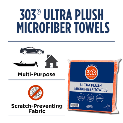 303 Premium Microfiber Towels - Automotive Detailing - Ultra Plush - Super Absorbent - Edgeless Design - Scratch Free - Multi-Purpose, 30901 (3 Count)