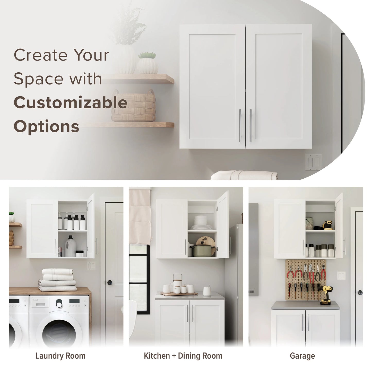 Prepac Elite 32" H Wall Cabinet with Panel Doors, White Storage Cabinet, Bathroom Cabinet, Pantry Cabinet with with 1 Adjustable Shelf 12.75" D x 32" W x 30" H, WSUR-1003-1