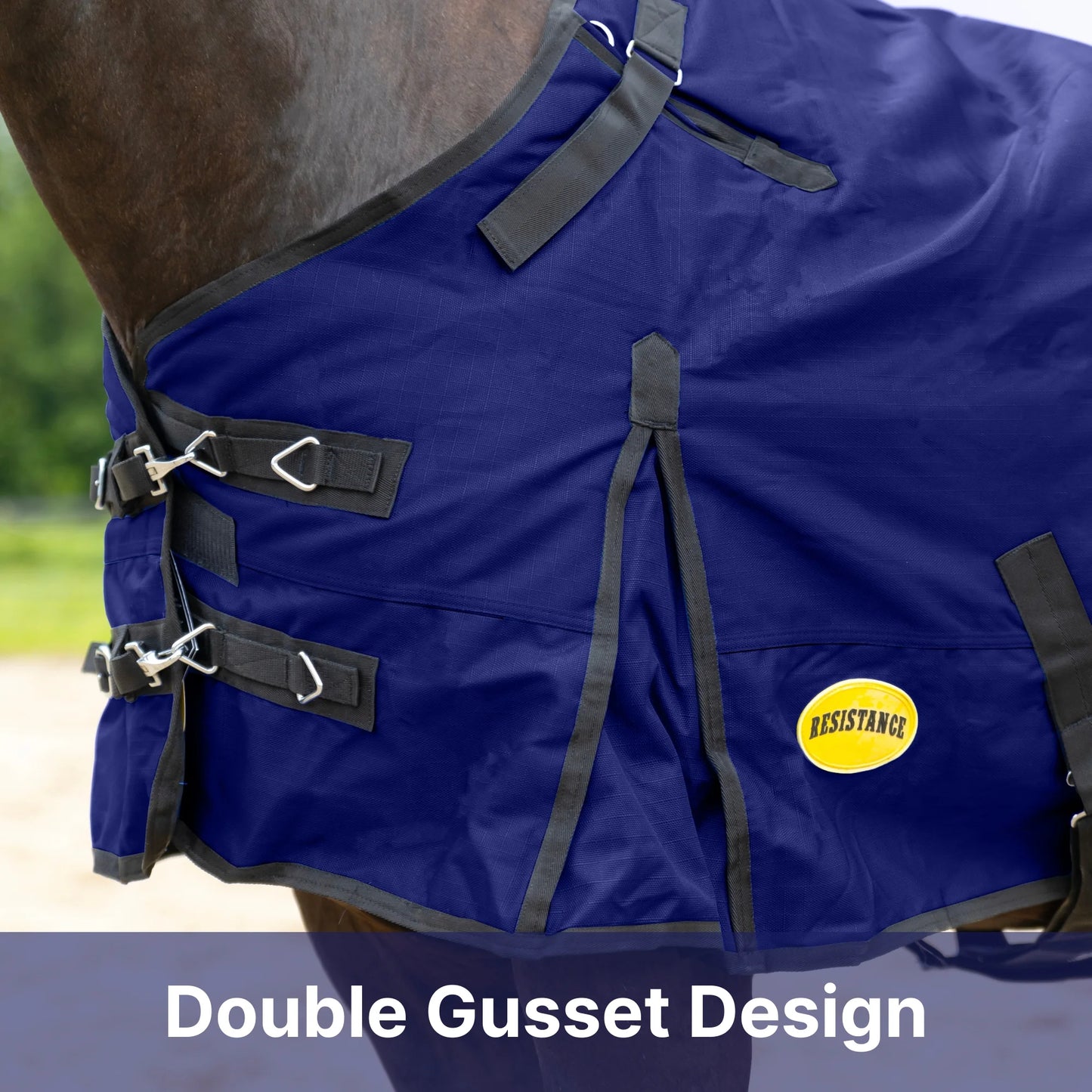 RESISTANCE Premium 1680D Waterproof Horse Turnout Blanket with 300g Polyfill & Adjustable Buckle Closure
