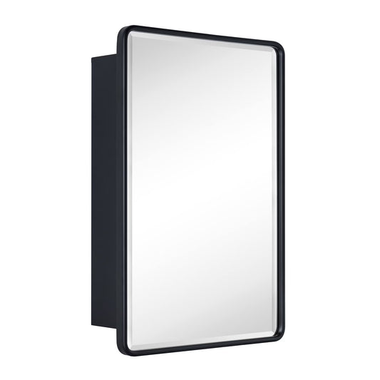 TEHOME Eldee Rectangle Metal Framed Bathroom Medicine Cabinet 16x24 - Black