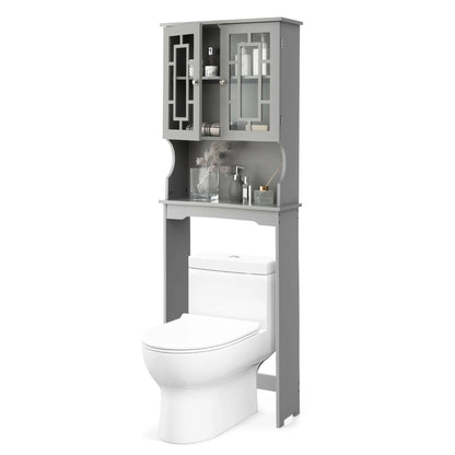 Gymax Grey Bathroom Over The Toilet Space Saver Storage Cabinet Organizer Shelf