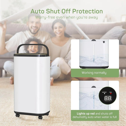 Dehumidifier with Drain Hose for Auto or Manual Drainage, 2000 Sq.Ft Energy Star Dehumidifiers for Basement Home Bedroom Large Room Bathroom, 30 Pints Dehumidification Capacity