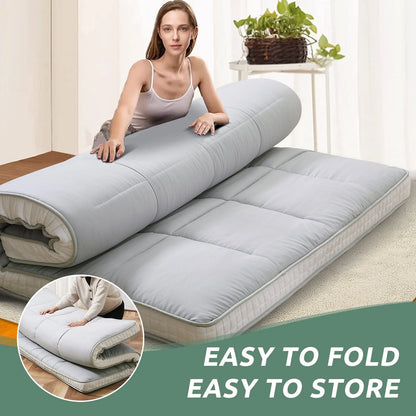 ABORON Japanese Floor Mattress,Futon Mattress, Extra Thick Folding Sleeping Pad, Tatami Mat Foldable Roll Up Mattress Gray, Full