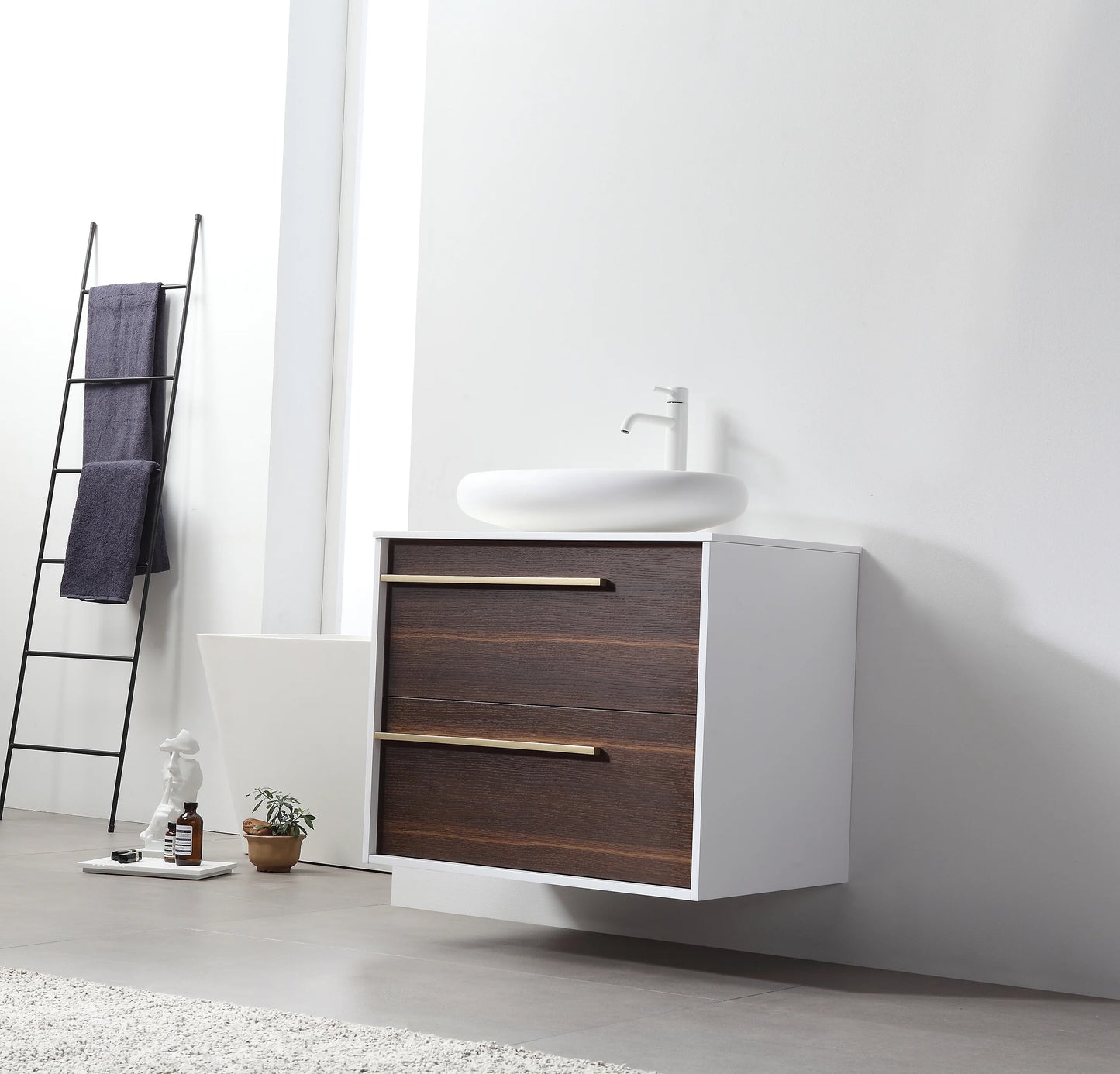 Goreme 30" Smoke Gray Oak Wall Mount Bathroom Vanity